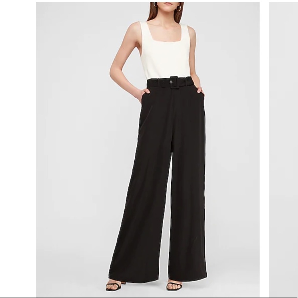 😍Express Belted Wide Leg Paperbag Jumpsuit